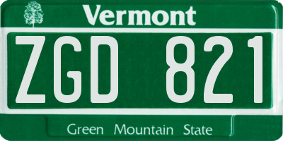 VT license plate ZGD821