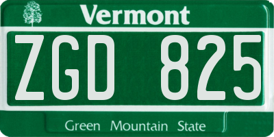 VT license plate ZGD825