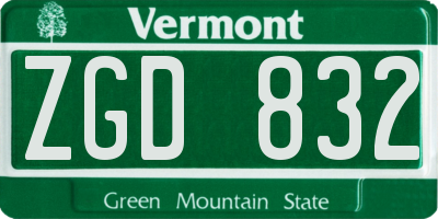 VT license plate ZGD832