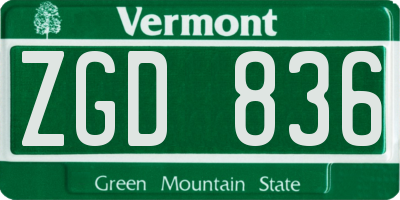 VT license plate ZGD836