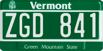VT license plate ZGD841
