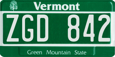 VT license plate ZGD842