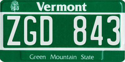 VT license plate ZGD843