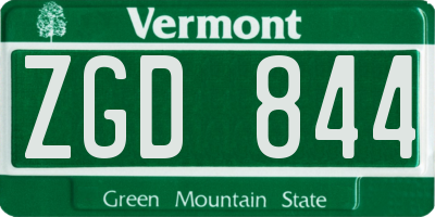 VT license plate ZGD844