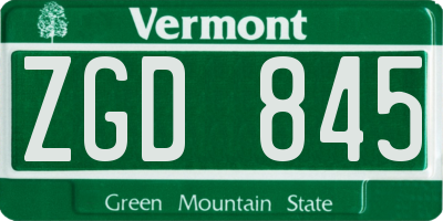 VT license plate ZGD845