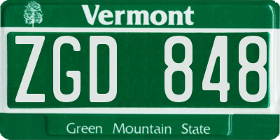 VT license plate ZGD848