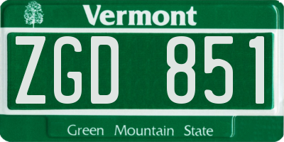 VT license plate ZGD851