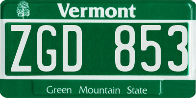 VT license plate ZGD853
