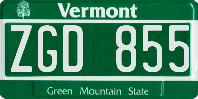 VT license plate ZGD855