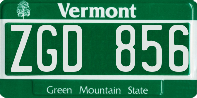 VT license plate ZGD856