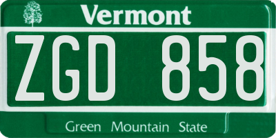 VT license plate ZGD858