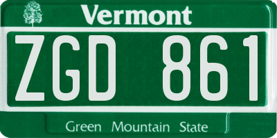 VT license plate ZGD861