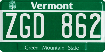 VT license plate ZGD862