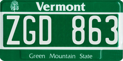 VT license plate ZGD863