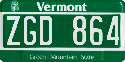 VT license plate ZGD864