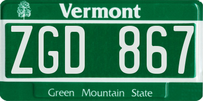 VT license plate ZGD867