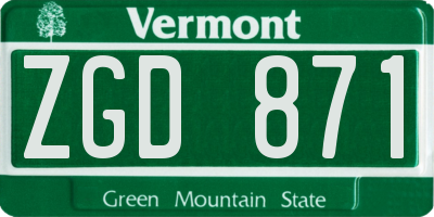 VT license plate ZGD871