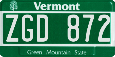 VT license plate ZGD872