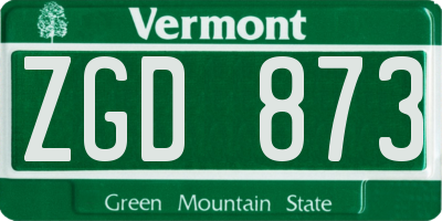 VT license plate ZGD873