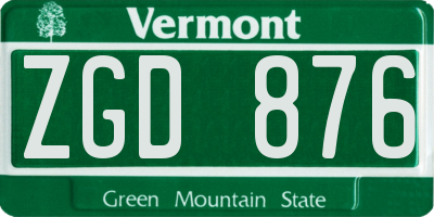 VT license plate ZGD876
