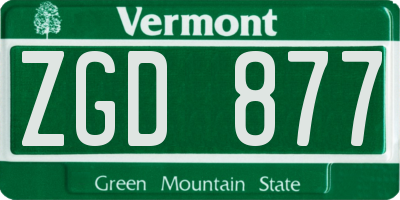 VT license plate ZGD877