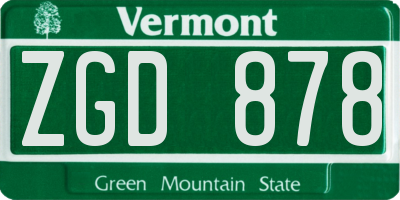 VT license plate ZGD878