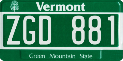 VT license plate ZGD881
