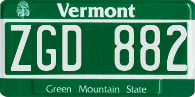 VT license plate ZGD882