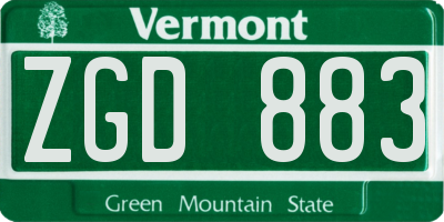 VT license plate ZGD883
