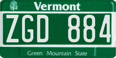 VT license plate ZGD884