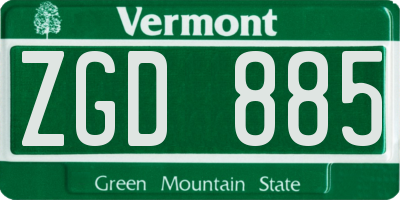 VT license plate ZGD885