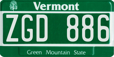 VT license plate ZGD886