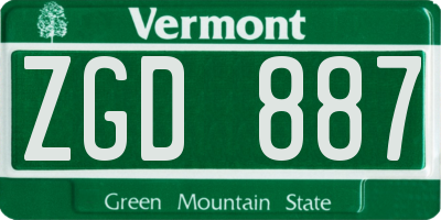 VT license plate ZGD887