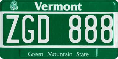 VT license plate ZGD888