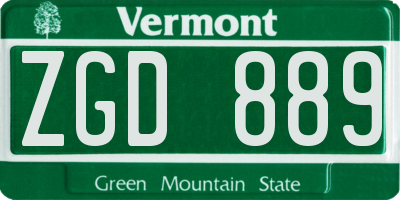 VT license plate ZGD889