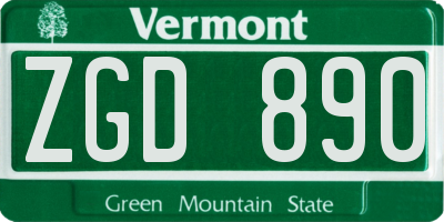 VT license plate ZGD890