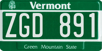 VT license plate ZGD891