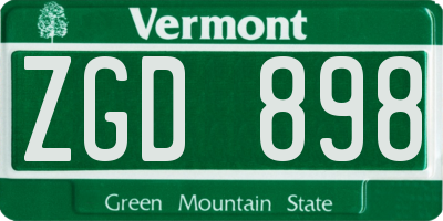 VT license plate ZGD898