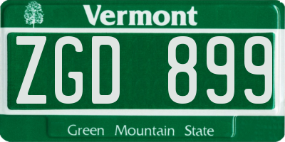 VT license plate ZGD899