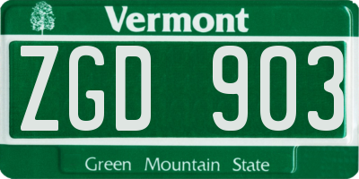 VT license plate ZGD903