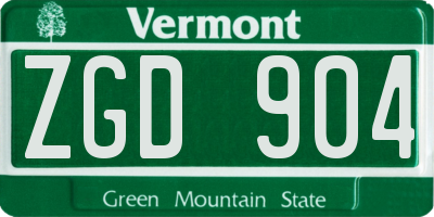 VT license plate ZGD904