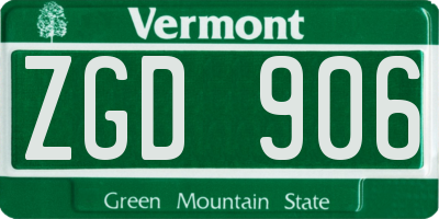 VT license plate ZGD906