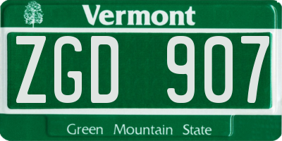 VT license plate ZGD907