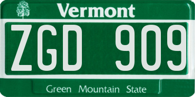 VT license plate ZGD909