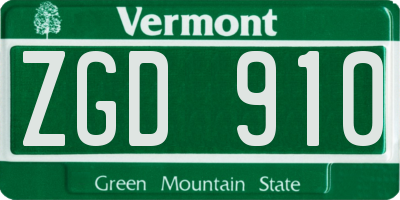 VT license plate ZGD910