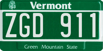 VT license plate ZGD911