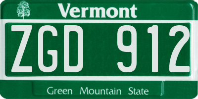 VT license plate ZGD912