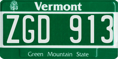 VT license plate ZGD913