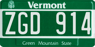 VT license plate ZGD914