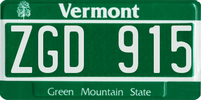 VT license plate ZGD915